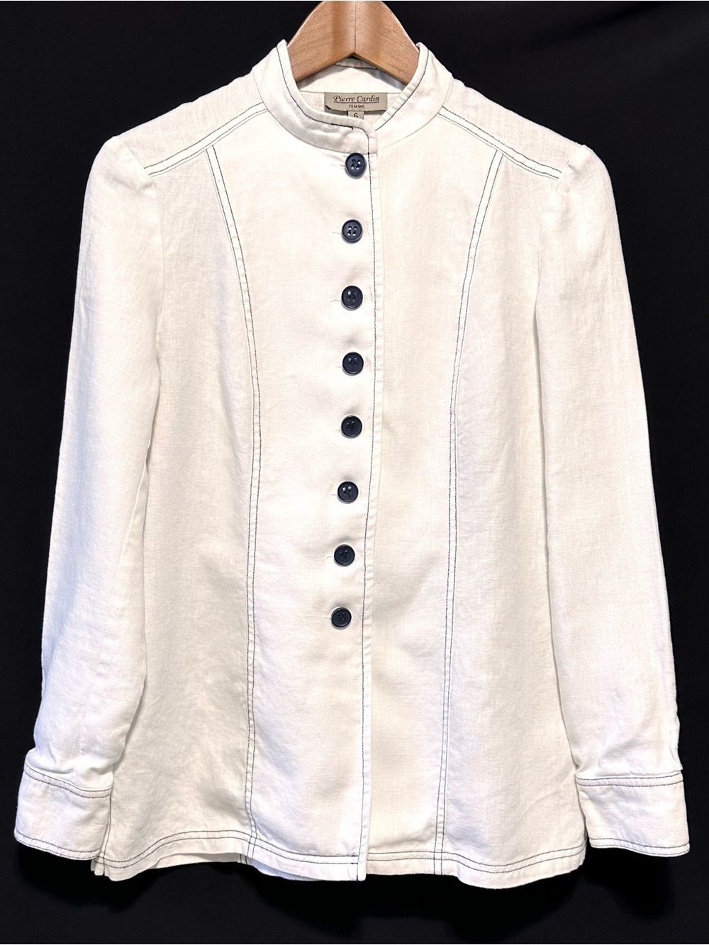 PIERRE CARDIN Linen Utility Jacket Minimalist Coastal Grandpacore
